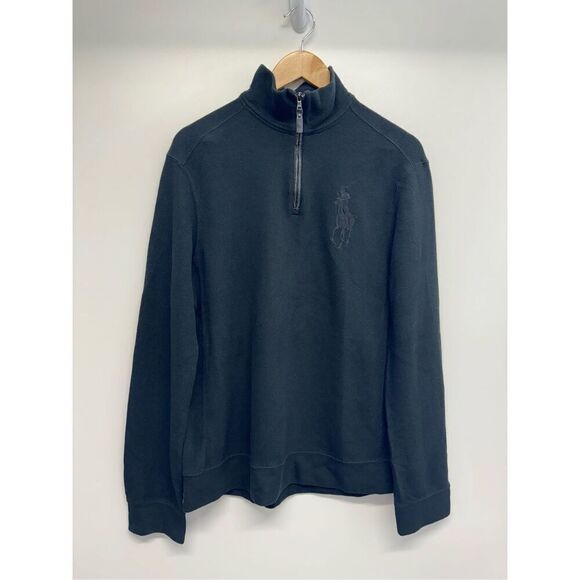 Polo Ralph Lauren 1/4 Zip Sweater Mens Size L Black Pony Pullover Long Sleeve - Picture 4 of 11